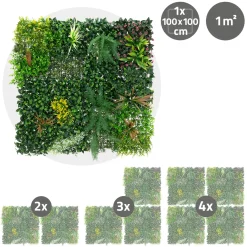 ECD Germany kunstplanten wandpaneel 100x100 cm jungle mix UV bestendig balkon tuin