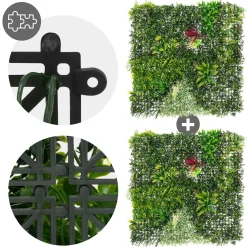 ECD Germany kunstplanten wandpaneel 100x100 cm tropische gloed UV bestendig balkon tuin