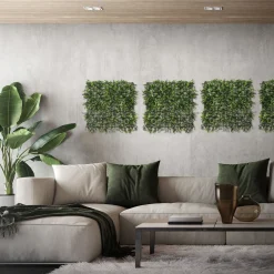 ECD Germany kunstplanten wandpaneel 100x100 cm white bloom UV bestendig balkon tuin