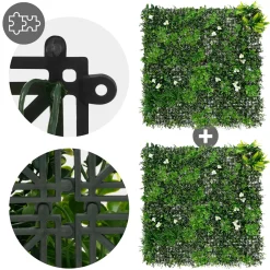 ECD Germany kunstplanten wandpaneel 100x100 cm white bloom UV bestendig balkon tuin