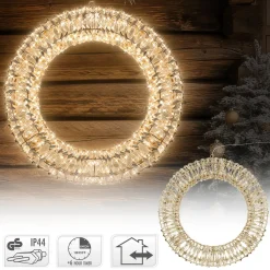 ECD Germany LED kerstkrans Ø58cm met 960 warm witte micro LED's &timer, IP44