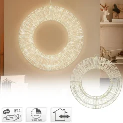 ECD Germany LED metalen krans Ø50cm met 1440 LED's, warm wit, hangende krans met timer