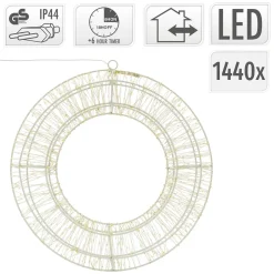 ECD Germany LED metalen krans Ø50cm met 1440 LED's, warm wit, hangende krans met timer