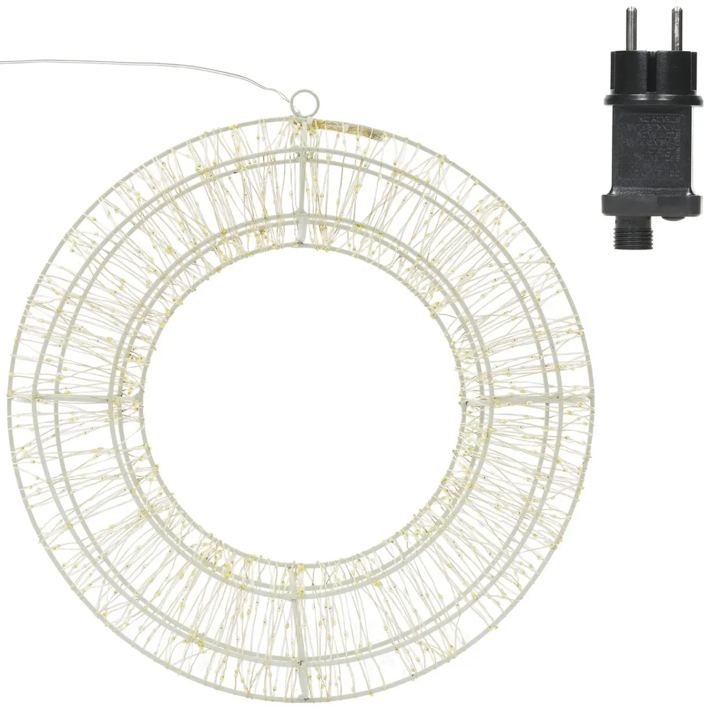 ECD Germany LED metalen krans Ø50cm met 1440 LED's, warm wit, hangende krans met timer
