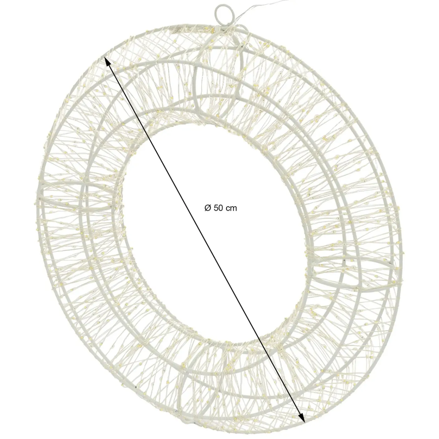 ECD Germany LED metalen krans Ø50cm met 1440 LED's, warm wit, hangende krans met timer