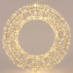 ECD Germany LED metalen krans Ø50cm met 1440 LED's, warm wit, hangende krans met timer