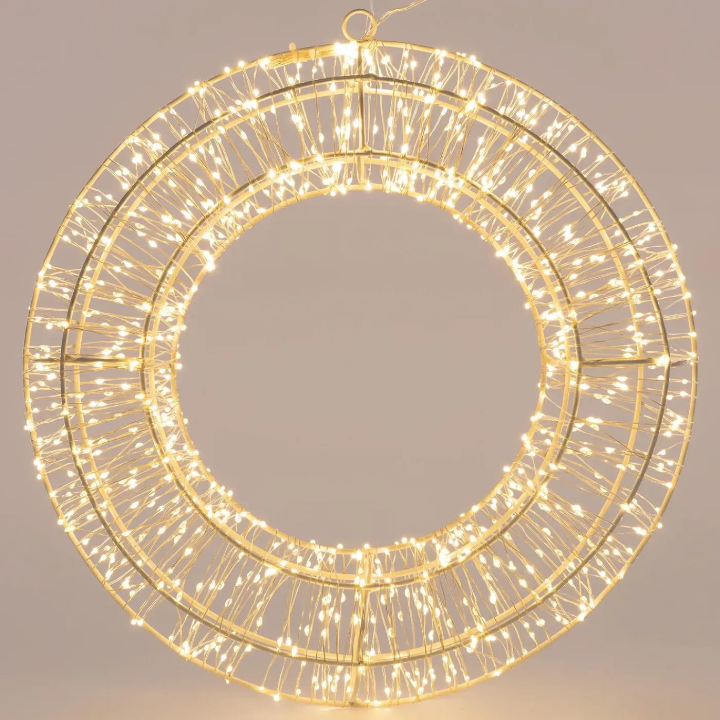 ECD Germany LED metalen krans Ø50cm met 1440 LED's, warm wit, hangende krans met timer