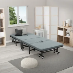 ECD Germany logeerbed 80x190 cm opvouwbaar eenpersoonsbed met matras en kussen