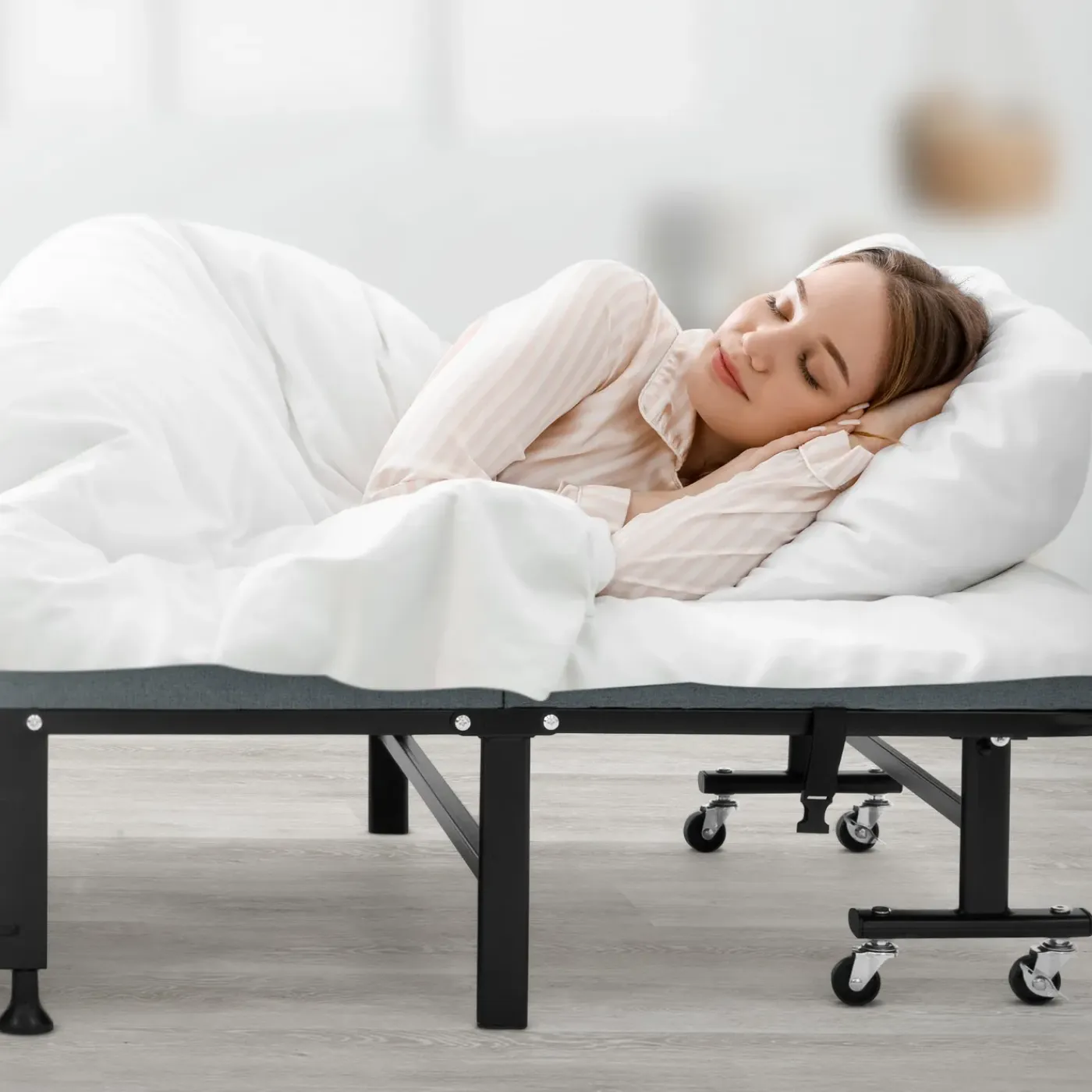ECD Germany logeerbed 80x190 cm opvouwbaar eenpersoonsbed met matras en kussen