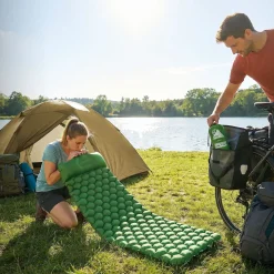 Ecd Germany Luchtbed Groen Opblaasbaar Campingmatras Ultralichte Slaapmat Met Kussen