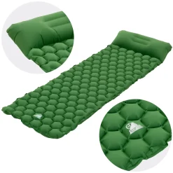 Ecd Germany Luchtbed Groen Opblaasbaar Campingmatras Ultralichte Slaapmat Met Kussen