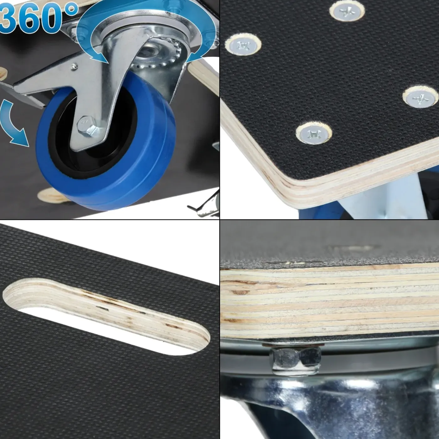 ECD Germany Set 2 Transportroller 60x80cm 2x Feststellbremse Pp-räder Bis 800kg Möbelroller