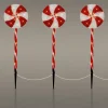 ECD Germany Set van 3 LED lolly kerstpad buiten, 60 LED 3m, 8 standen, werkt
