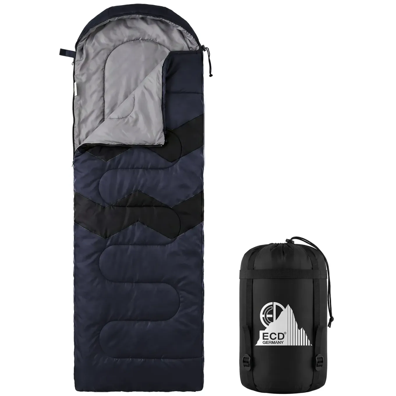 Ecd Germany Slaapzak Outdoor Donkerblauw 210 Cm 3-seizoenen Compacte Kampeerdeken Warm