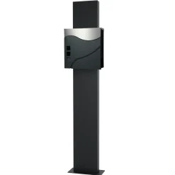 ECD Germany Stand brievenbus met krantenvak, brievenbus antraciet/zilver 37x36,5 cm