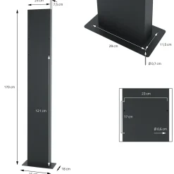 ECD Germany Stand brievenbus met krantenvak, brievenbus antraciet/zilver 37x36,5 cm