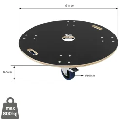 ECD Germany Transportkar Rond Ø77cm x14,5 cm, Max. Belasting 800 kg