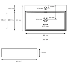 ECD Germany Wastafel Wastafel 515x360x130 mm keramiek wit incl. afvoerset voor wastafel