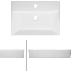 ECD Germany Wastafel Wastafel 515x360x130 mm keramiek wit incl. afvoerset voor wastafel