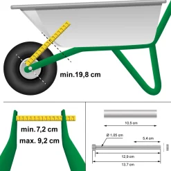 ECD Germany Wiel voor Kruiwagen - 4.80/4.00-8 - met As - Ø Wiel 390 mm