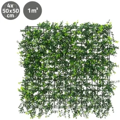 ECD Germany 4x Kunstplanten Muurpanelen 50x50 Cm Pachysandra Buiten Zichtpaneel Privacy Uv