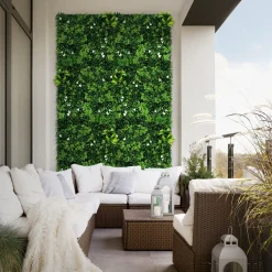 ECD Germany 4x Kunstplanten Muurpanelen 50x50 Cm Pachysandra Buiten Zichtpaneel Privacy Uv
