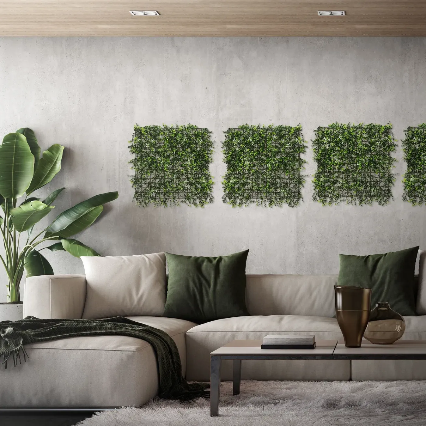 ECD Germany 4x Kunstplanten Muurpanelen 50x50 Cm Pachysandra Buiten Zichtpaneel Privacy Uv