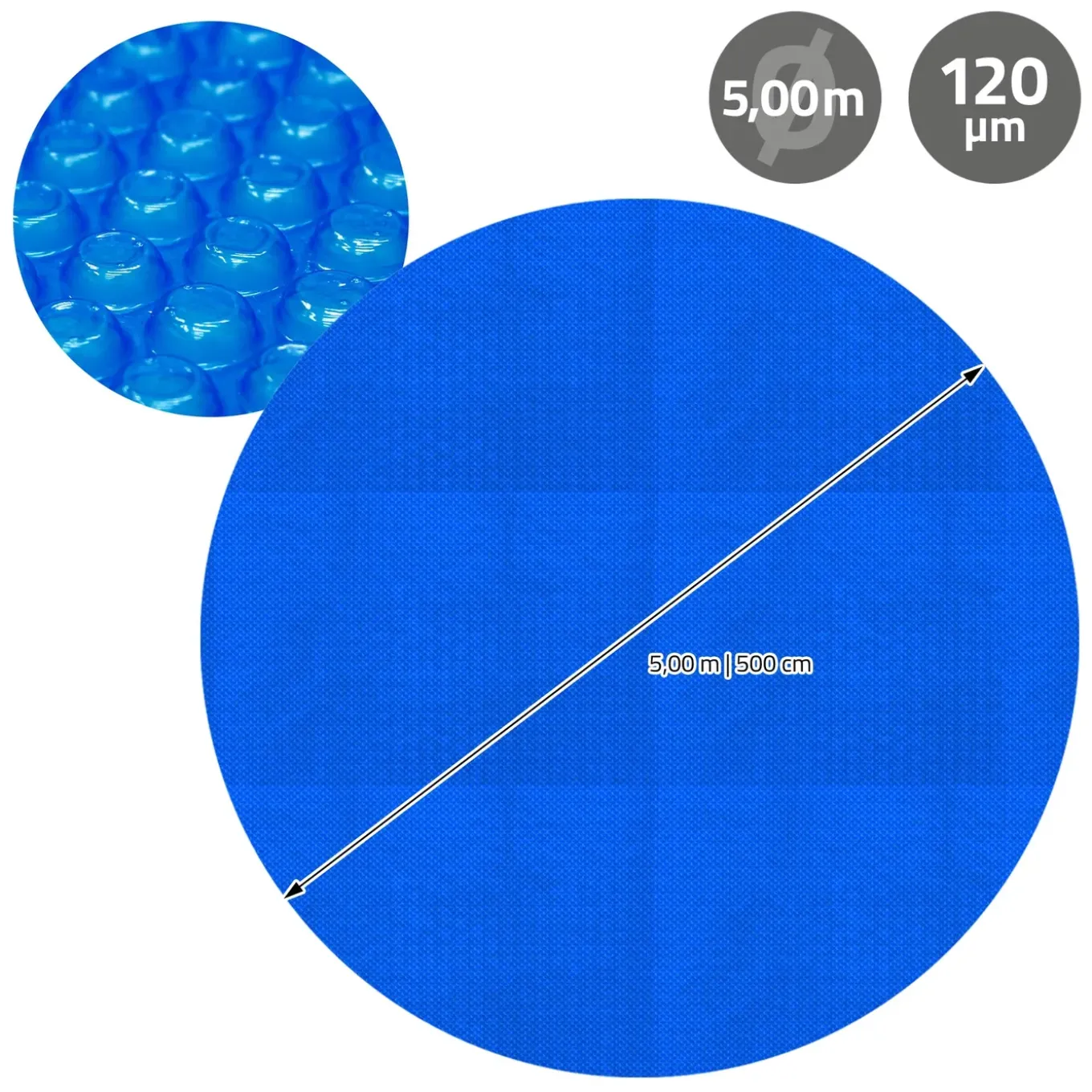 Ecd Germany - Zonnefolie Voor Zwembad - Blauw - Rond Ø 500 Cm - Materiaaldikte 120 Μm