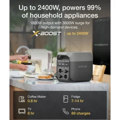 EcoFlow DELTA 3 Plus Power Station, 1024Wh, 1800W rated output / X-Boost up to 2400W (3600W surge)