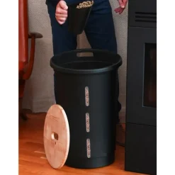 Eda - Houtpellets Opslag Met Deksel - 38 Liter - 25 Kg - 60,5 Cm Hoog - Kunststof