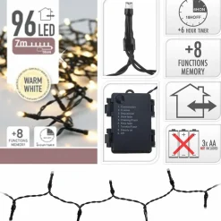 Edm Glitterslinger - Kerstsfeer - Warm Wit Licht - 96 __led__ Lampjes - 7 M - 72085