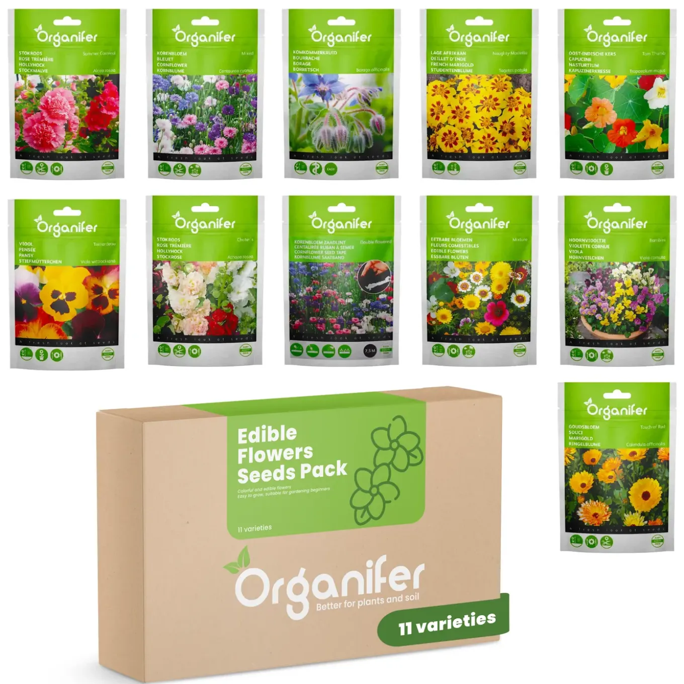 Eetbare Bloemen Zaden Pakket - 11 Soorten - Organifer