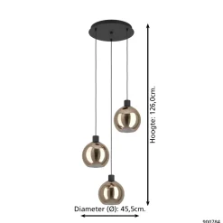 Eglo hanglamp Cesenatico glas koper ⌀42,6cm 3xE27