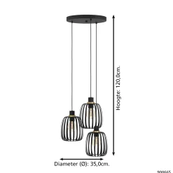 EGLO hanglamp Pocicas zwart ⌀35cm 3xE27