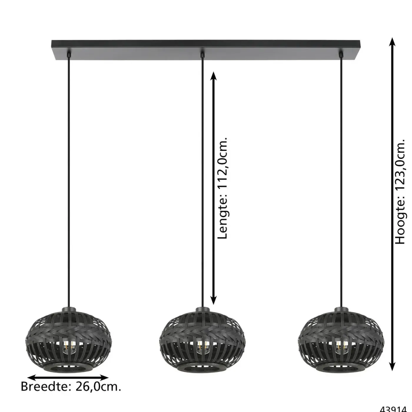 Eglo hanglamp Towcester zwart 3xE27
