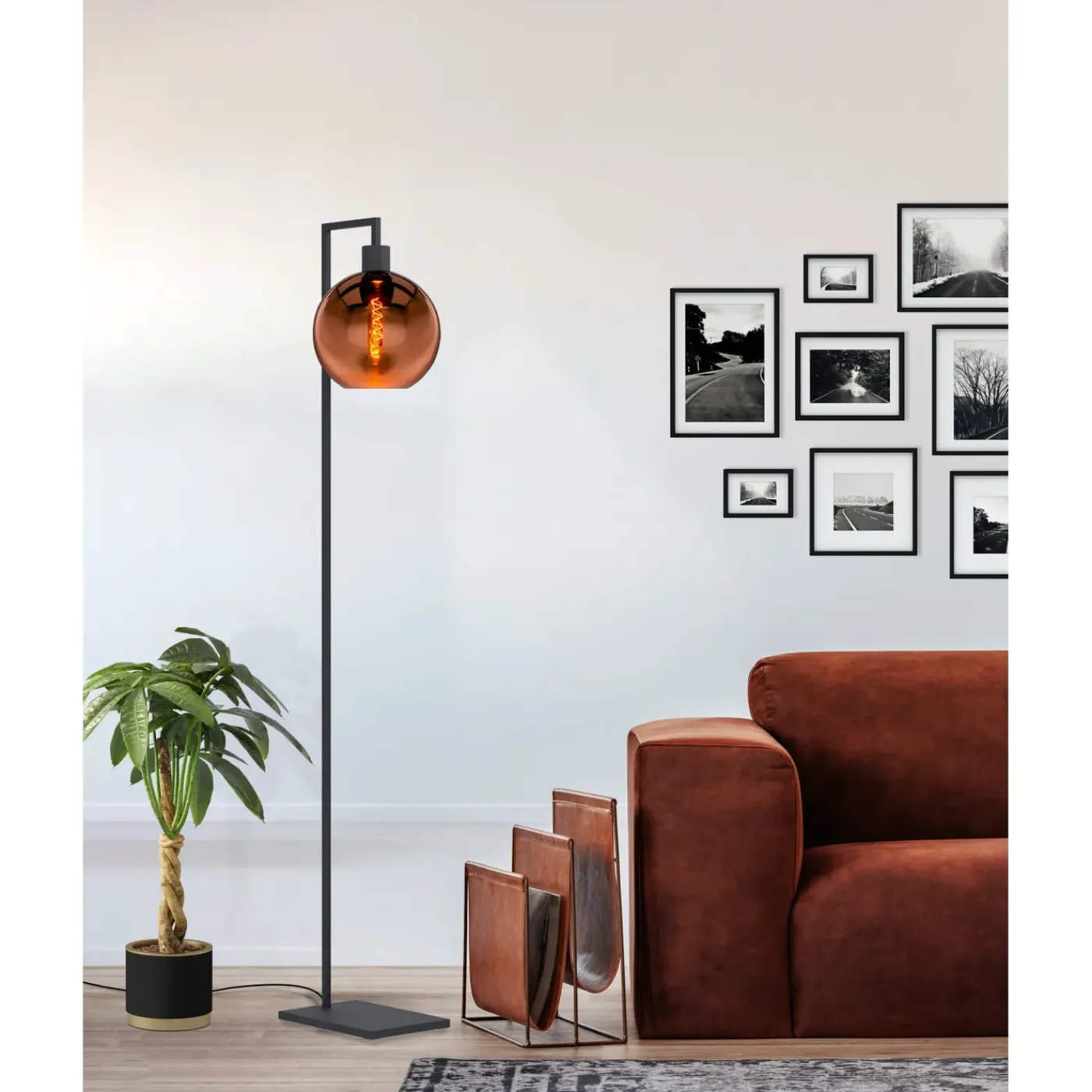 Eglo vloerlamp Cesenatico glas koper E27