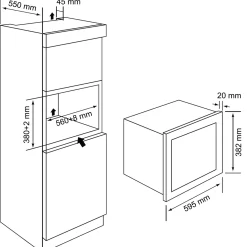 Electrum Inbouwmagnetron MISG 92638BL002 T - Zwart - Combi Grill - 28L
