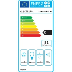 Electrum schouwafzuigkap TSH 62120C BL 60 cm mat zwart