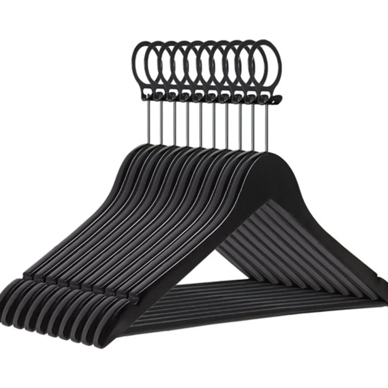 Eleganca Luxe Kleerhangers - Hout - Zwart - 5 Stuks