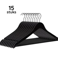 Eleganca Luxe Kleerhangers - Kledinghanger - Zwart - 45 x 22 CM (15 Stuks)