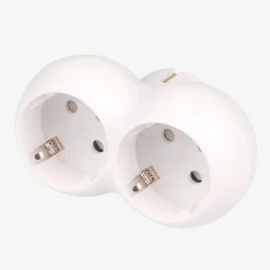 Elektrawebshop 226657 Stopcontact Splitter 2 Voudig Wit Horizontaal Met Randaarde