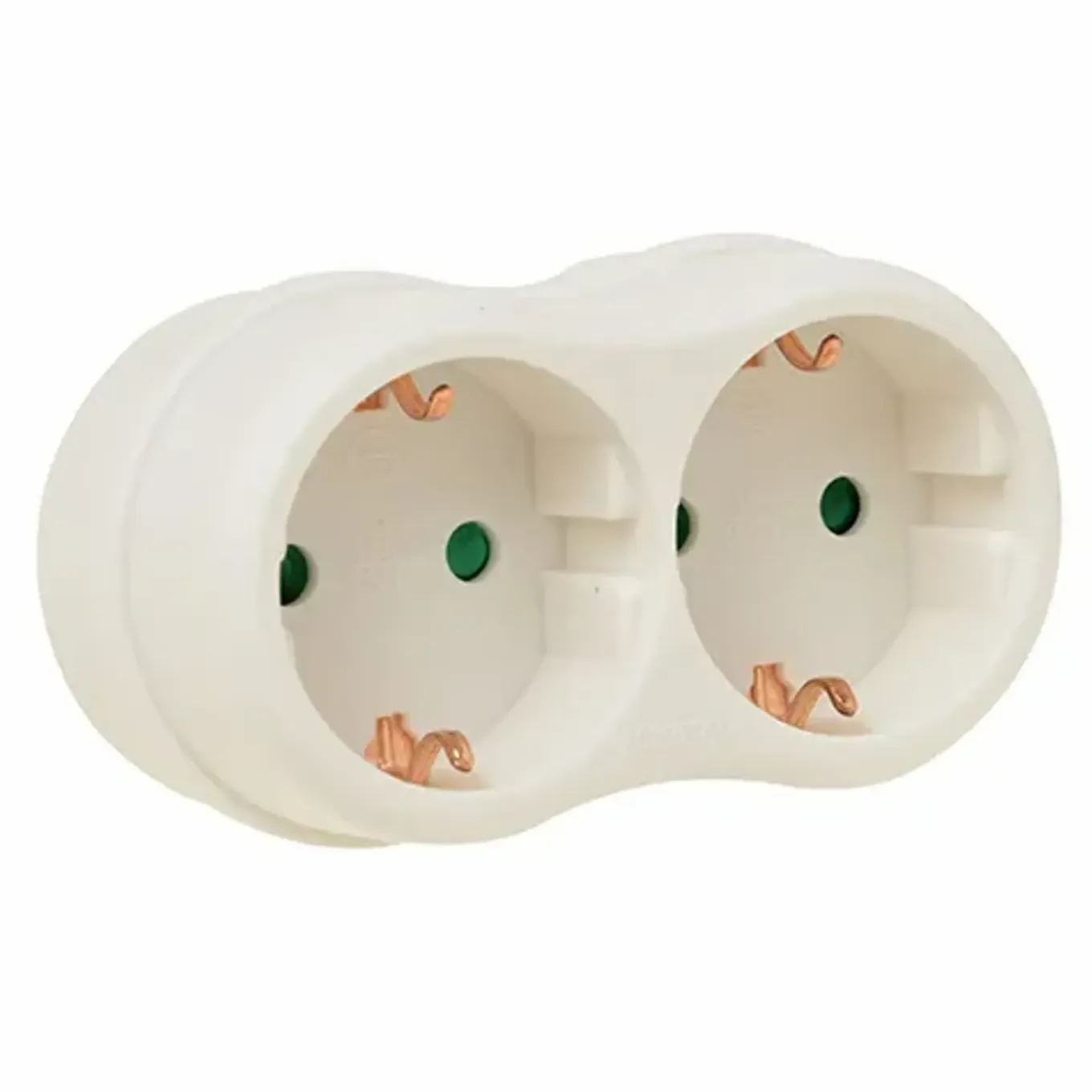 Elektrawebshop 226657 Stopcontact Splitter 2 Voudig Wit Horizontaal Met Randaarde