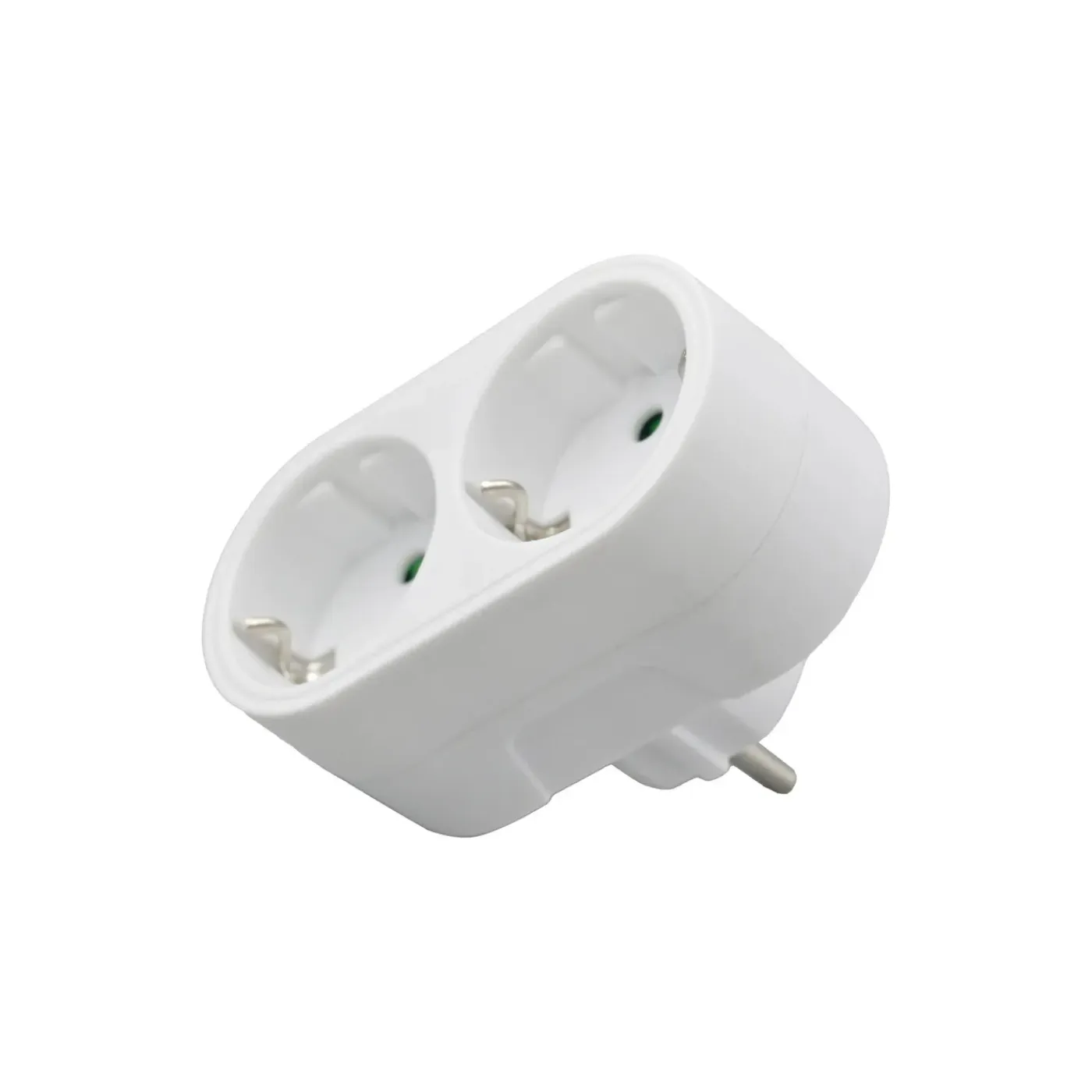 Elektrawebshop 226658 Stopcontact Splitter 2 Voudig Wit Verticaal Met Randaarde