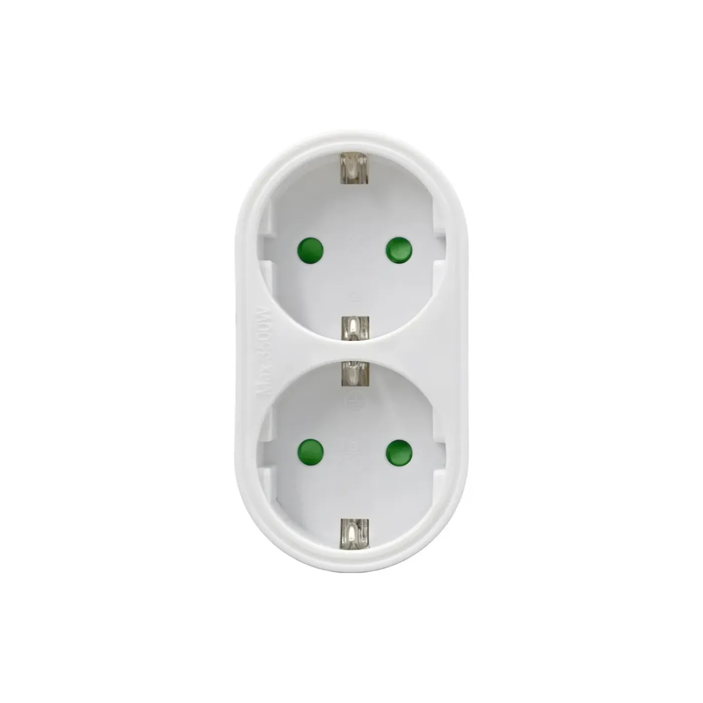 Elektrawebshop 226658 Stopcontact Splitter 2 Voudig Wit Verticaal Met Randaarde