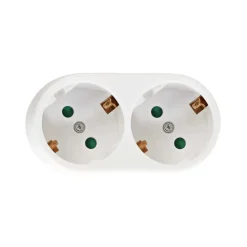Elektrawebshop Stopcontact Stekker 226656 2 Voudig Wit Horizontaal Met Randaarde