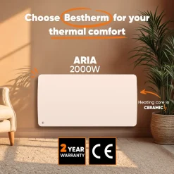 Elektrische Keramische Warmteopslagradiator - Bestherm - Wandmodel - 2000 W - Wit - Aria