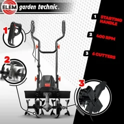 Elem Elektrische Motobineuse Garden 1500 W 6 Tanden 45 Cm Mtbe1506w45