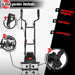 Elem Garden Technic - Elektrische Motorhak 1050 W - 4 Frezen - 36 Cm - Elem Garden