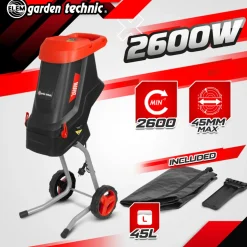ELEM Garden Technic - 2600w Elektrische Hakselaar Met 45l Zak
