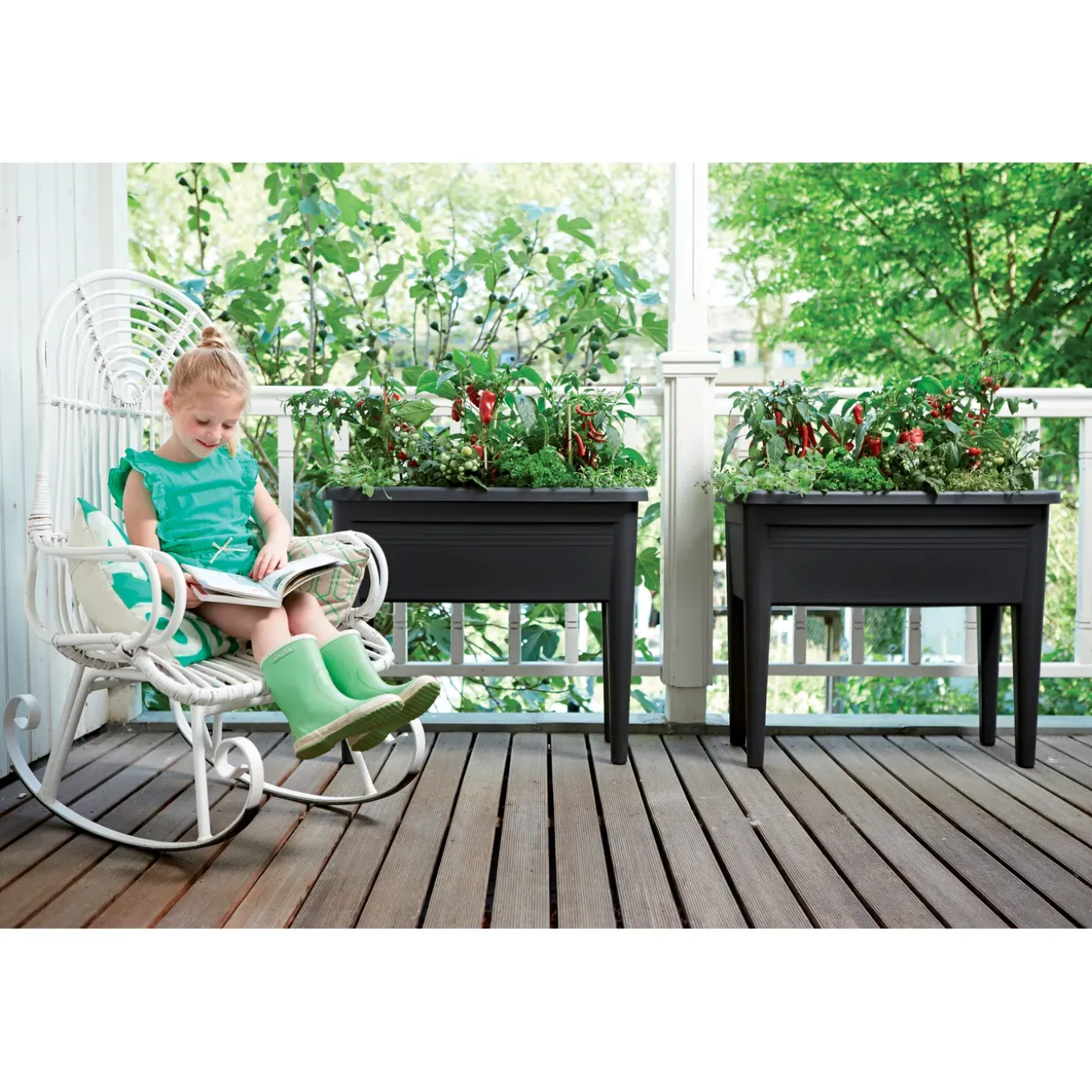 Elho Moestuinbak Green Basics XXL - Gerecycled Plastic - Zwart - 36,5x75,5x65,1cm